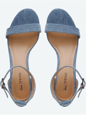 Call It Spring Light Blue Denim Open-Toe Ankle-Strap Sandals